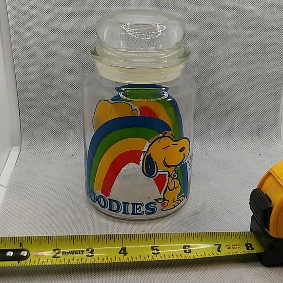 Vintage Snoopy Woodstock Peanuts Jar Glass Caniste